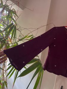 Burgundy Embroidered Blouse