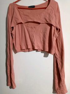 Pink Cut-Out Crop Top