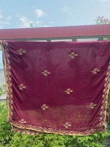 Elegant Embroidered Maroon Dupatta