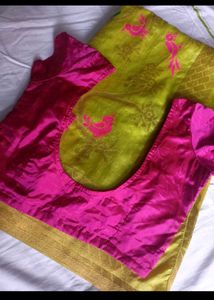 Party wear Yellow Saree with Bird Motifs