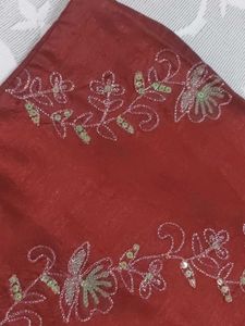 A dual-tone Embroidered Silk Cushion Cover
