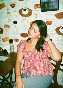 Red and White Korean styled Gingham Top