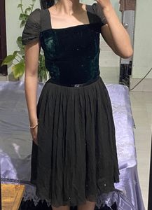 Elegant Velvet &amp; Chiffon Corset Dress