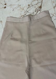 Beige Wide Leg Trousers
