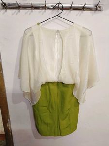 3 time used Elegant Green &amp; White Dress