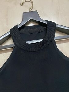 Sleek Black Halter Neck Top