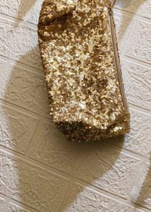 Sparkling Gold Sequin Clutch Bag