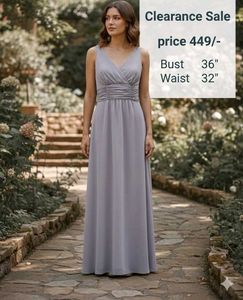 Elegant Grey V-Neck Maxi Dress