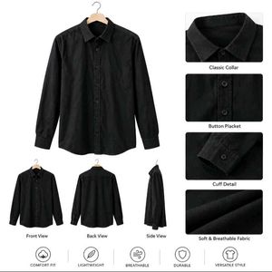 Classic Black Long Sleeve Button-Up Shirt. Size= M