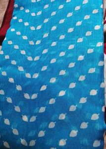 Brand New Blue Saree with White Motifs