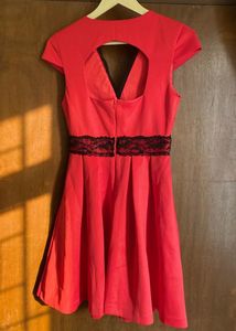 Red Lace Trim Dress