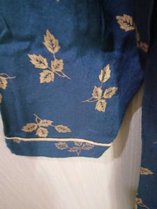 Navy Blue Floral Print straight women's Kurta