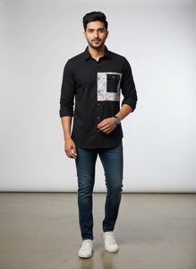 men Unique Black Casual Shirt