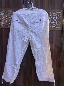 White Cropped Cargo Pants
