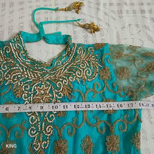 Aqua Embroidered Salwar Kameez