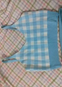 Blue Gingham Knit Co-ord Set