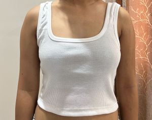 Ribbed Square Neck Tank Top