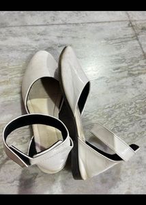 White Pointed Toe Ankle Strap Flats