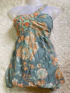 Y2K Boho Floral One-Shoulder tops