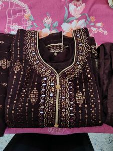 Elegant Embroidered Banarasi Kurta Set