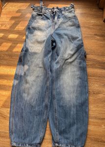 balloon carpenter blue jeans with adjustable belt