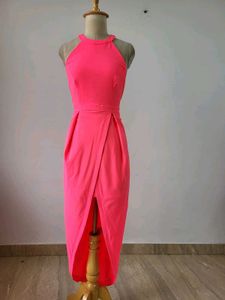 Stunning Hot Pink Halter Neck Dress