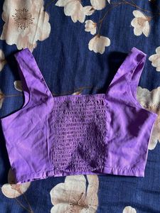 Purple Square Neck Crop Blouse