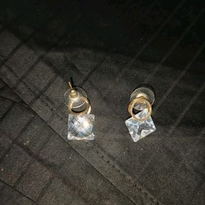 Golden Rhinestones Stud Earrings