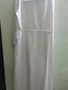 Uneven Front Collar White A Line Kurta