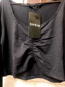 Shein Black Ruched Cropped Top