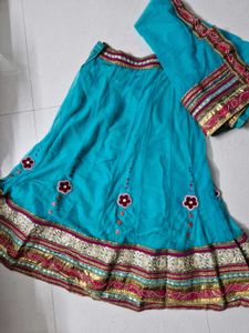 Elegant Teal lehenga choli with Embellished Border