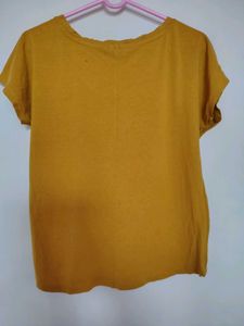 Mustard Yellow Casual V-Neck Top