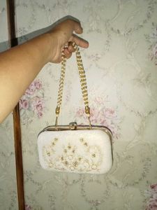 Elegant White &amp; Gold Clutch