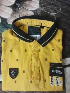 Boy's Yellow Graphic Polo Shirt