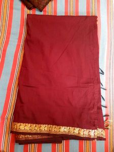 Elegant Maroon Saree with Gold Border