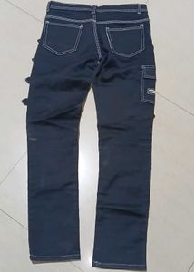 Black Buckled Cargo Jeans