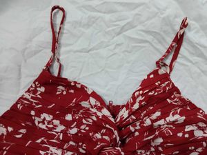 Red Floral Twist Front Mini Dress