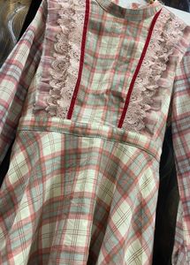 Chic Plaid Dress with Lace Trim