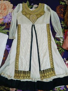 White Party Wear Suit &amp; Purple Set Free
