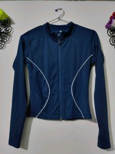 Blue Zip-Up Track Jacket