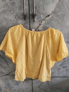 Yellow Eyelet Crop Top