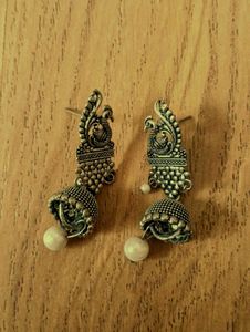 Antique Peacock Jhumka Earrings + free necklace