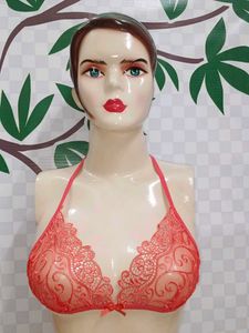 (700)Red Lace Halter Bralette