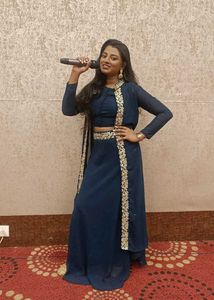 Elegant Navy Blue Embroidered Kurta Set