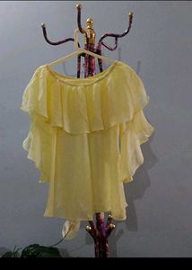 korean 💛Chic Yellow Ruffle Top