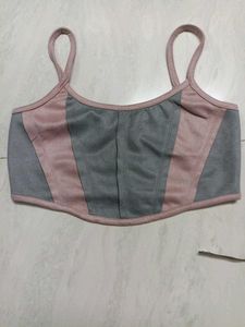 Colorblock Spaghetti Strap Crop Top