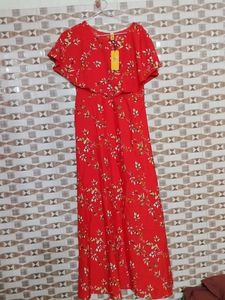 Red Floral Print Maxi Dress