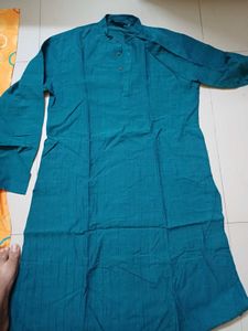 Men's sea Green And yellow Cotton Kurta