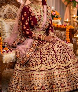 Stunning Maroon Embroidered Lehenga Choli
