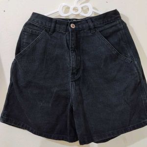 Classic Charcoal Black Denim Shorts
